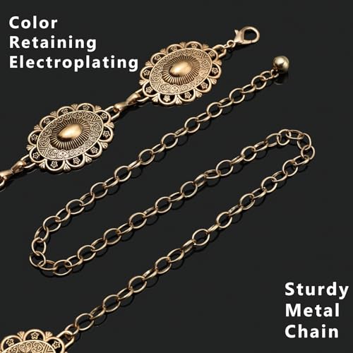 YGR Western Belts for Woman Cowgirl Metal Concho Chain Belts for Dresses Jeans Trousers Country Concert Outfit4