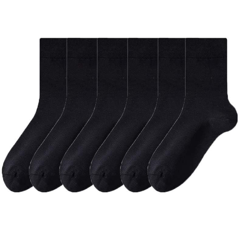 Mid-Calf Length, Crew Length, Pure Cotton Plain Solid Black Formal Socks For Men and Boys - Pack of 6 Pairs, Free Size-image-30