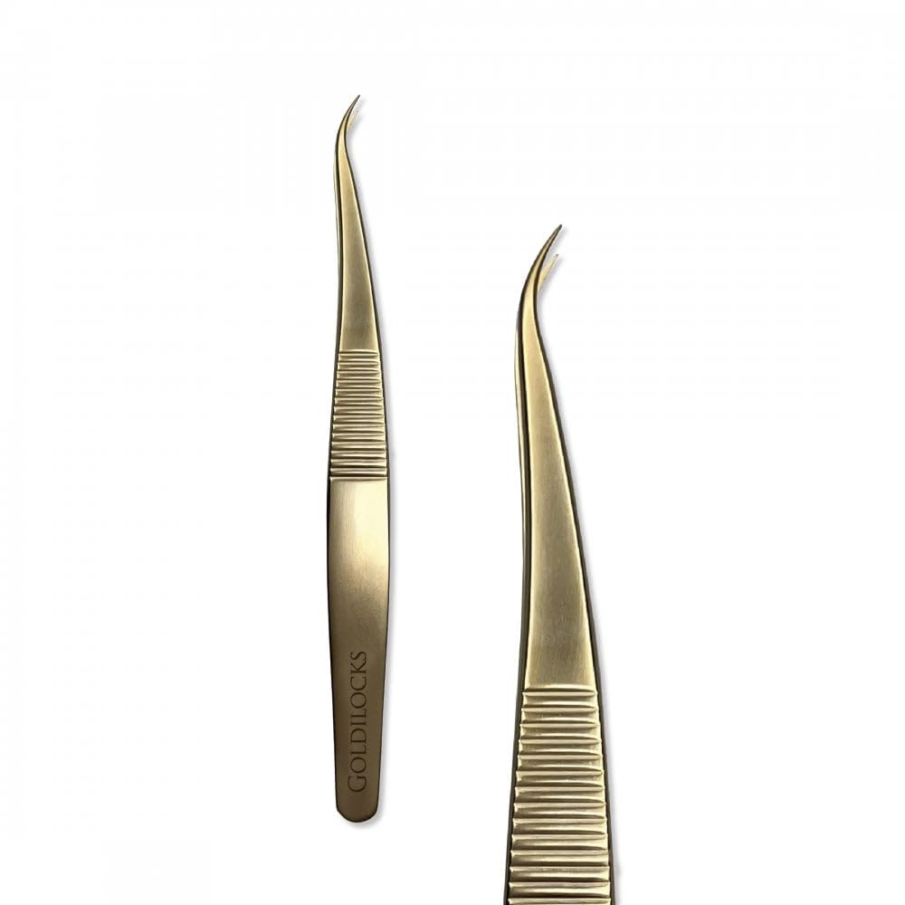 Noir Volume Lashes Gold Phoenix Plated Professional Eyelash Extension Tweezers (Goldilocks)