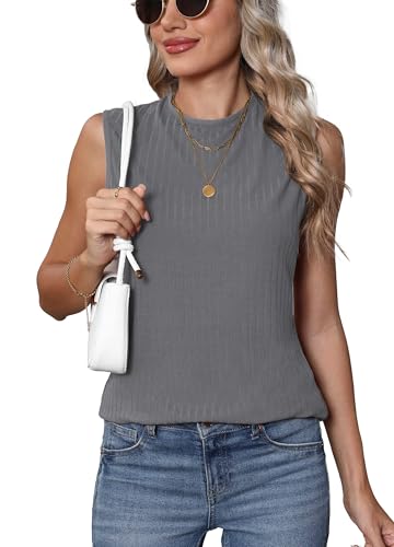 QUEZHU 2025 Women's Scoop Neck Sleeveless Slim-Fit Tank Summer Ribbed Basic Solid Color Tank Top3