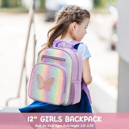 Image of Toddler Backpack for Girls 2-4,Preschool Kindergarten Butterfly Backpacks,Small Backpack for Kids,Toddler Bookbag with Chest Strap