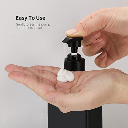 Image of Segbeauty Black Shower Refillable Dispenser, 4 Pack of 16.9oz Plastic Pump Press Bottles, 500ml Empty Bathroom Soap Dispenser with Labels for Shampoo Conditioner Body Soap Lotion Hand Wash Dish Soap