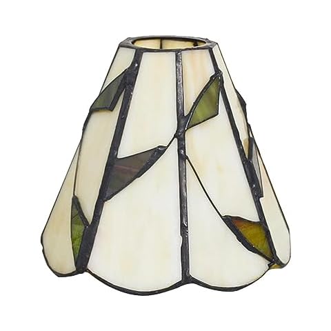 AIBOTY 6-Inch Green Leaves Stained Glass Lampshade Cover