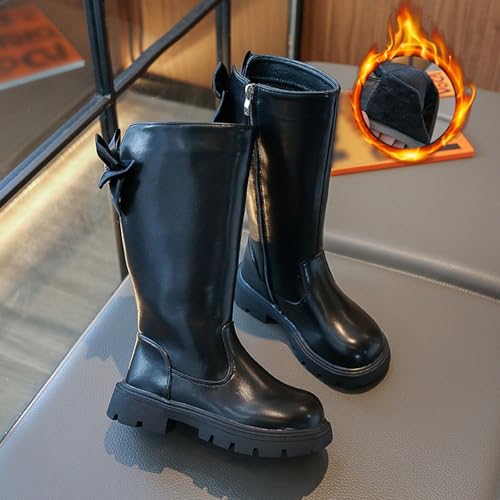 Girls Fashion Riding Boots Fall Winter Round Toe Non-slip Long Boot Retro Zipper Side Knee-High Boots for Toddler/Kids3