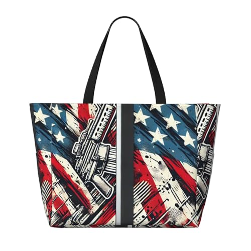 Damaged American flag Print 28L Beach Tote Bag, Water-resistant Travel Tote, Lightweight Gym & Camping Carryall2