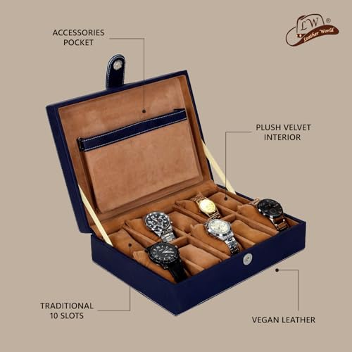 Image of Leather World Engineered Wood Watch Box Holder Organizer Case In 6 Slots Of Watches For Men And Women With Transparent Display