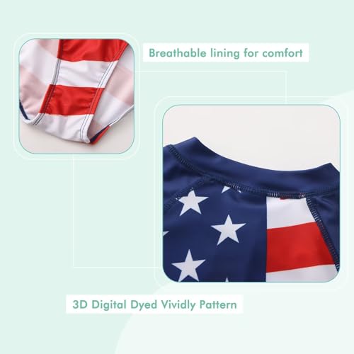 Image of Girls One Piece Swimsuits Short Sleeve Rash Guard for Girl Hawaiian Bathing Suit with Sun Protection Beachwear