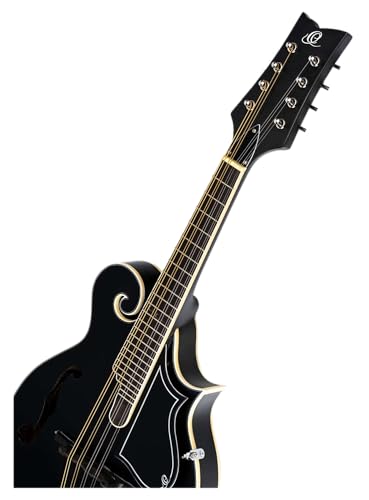 Ortega Guitars F-Style Mandoline Elektro-Akustisch – F-Holes – Mandolins – Inklusive Gig Bag – Fichte / Ahorn, Schwarz (RMFE40SBK)