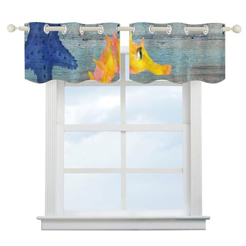 Cortina pequeña retro que decora ventanas opacas con alegres motivos de mariposas y mar 3