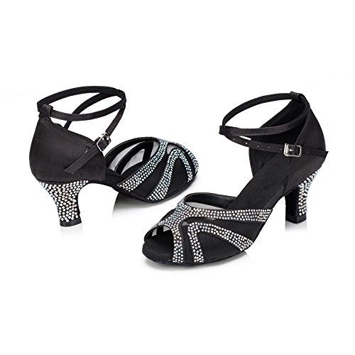 Image of TTdancewear Rhinestones Ballroom Dance Shoes Women Latin Salsa Bachata Performance Dance Shoes Suede Sole