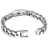 Material: metal Pulsera de acero inoxidable para hombre, pulsera de eslabones de acera, pulsera con nudo, joyería masculina, regalo para hombres,   18 cm