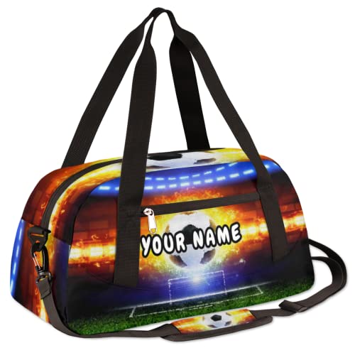 Soccer Ball Personalized Kids Duffel Bag for Girls Boys, Soccer Customized Name Dance Bag Overnight Small Duffel Bag Carry On Weekend Sports Gym Travel Bag for School Practice Gymnastics Ballet3