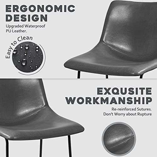 Image of Waleaf Dining Chairs Set of 2, 18 inch Faux Leather Counter Height Bar Stools
