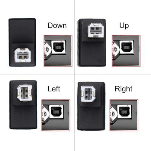 Chenyang CY USB 2.0 B Type Male to Female Extension Adapter Horizontal Vertical Angled 90 Degree for Disk Scanner UP Down Left Right Four Directions 4Pcs - Image 3