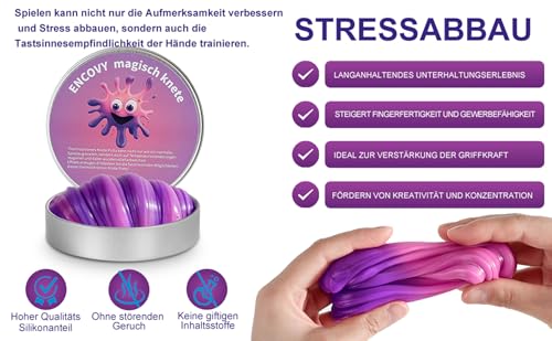 ENCOVY Magic Knete Intelligente Slime 80g, Magische Putty Inteligenteknete Violett Wärmeempfindlicher Dough Farbwechsel, Therapieknete, Stressball Ersatz DIY Spielzeug Kinder Jungen Mädchen Erwachsene