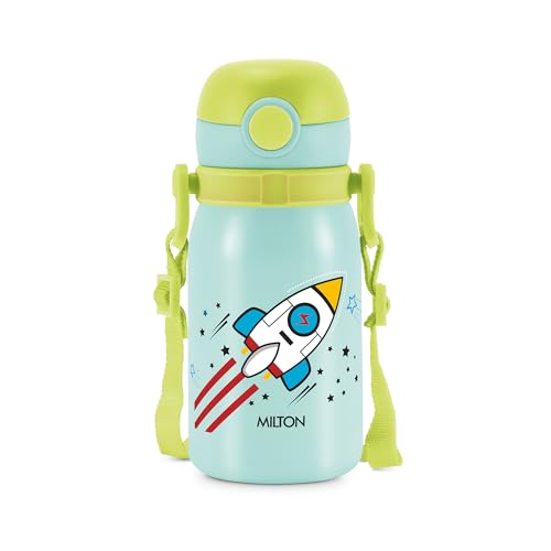 Image of MILTON Torque 450 ISI Certified Stainless Steel Water Bottle, Leak Proof, Rust Proof, Single walled,1 Yr Warranty, Ideal Sipper Water Bottle for School Kids Bottle, 455 ml, Mint Green (Rocket)
