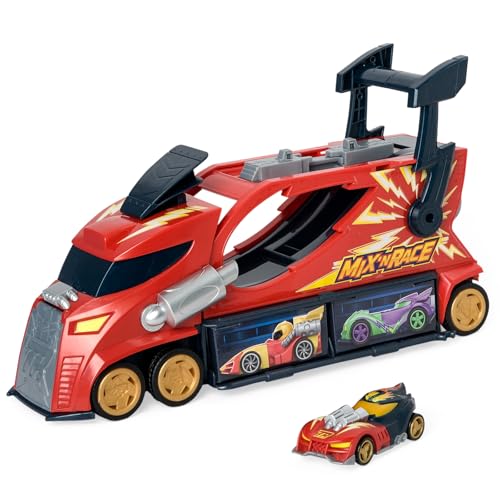 T-Racers Mix 'N Race Camion Tonnerre–Camion Lanceur avec 3 Actions en 1.Contient véhicule Exclusif T-Racer Mix 'N Race,Zone de Conduite du...