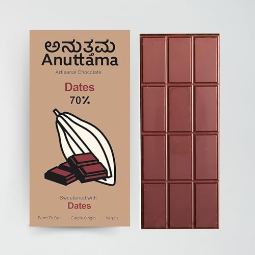 Image of ANUTTAMA Dark Chocolate Combo 50g x 2 Rakhi Special | Raksha Bandhan Handmade Date & A2 Milk Chocolate Bar | Natural Intense Dark Chocolate Premium Gift Pack