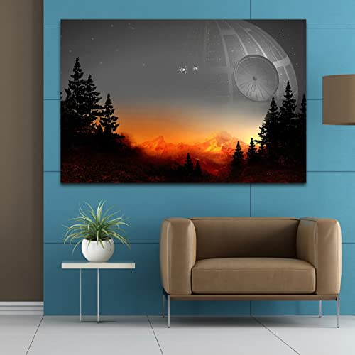 Offbe Movie Anime Poster Death Star Wall Art Canvas Print Wall Art Death Star Poster Canvas Painting For Bedroom Decor Living Room 16X24Inch Unframed #TOP4