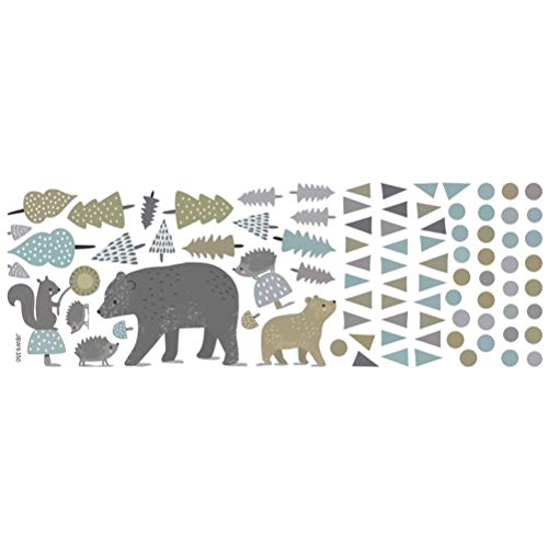 FUNOMOCYA Pegatinas de Pared PVC Autoadhesivas con Diseño de Oso y Bosque para Habitaciones Infantiles Decorativas Resistentes al Agua y Fácil de Quitar Vinilos Infantiles para Guardería y