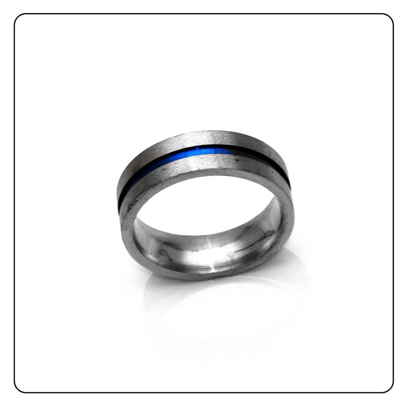 Fashion Blue Epoxy Stainless Steel Cross Band Ring4