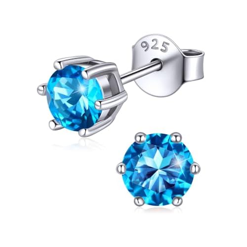 ChicSilver 925 Sterling Silver Earrings Sparkling Heart/Round/Princess Cut Birthstone Earrings for Women Birthday Jewelry with Gift Box