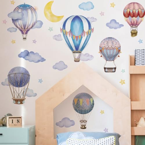Vinilo decorativo globo aerostático grande estilo acuarela miniatura 1