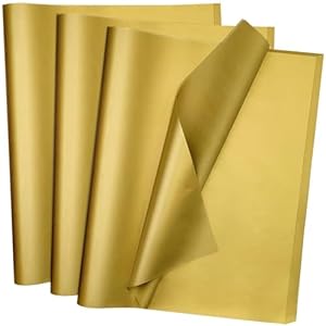 100 hojas de papel de seda dorado Artdly de 12 x 20 pulgadas, papel de regalo dorado a granel para bodas, cumpleaños, bricolaje, proyectos de envoltura, manualidades, decoración
