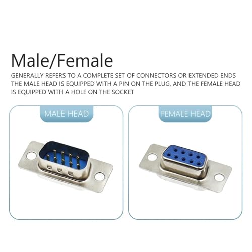 Puerto serie RS232 DB9 macho con conector D-Sub de 9 pines soldados para cable de datos azul 6