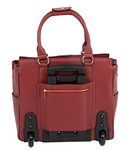 Image of JKM & Company EXECUTIVE Burgundy Computer iPad, Laptop Tablet Rolling Tote Bag Briefcase Carryall Bag