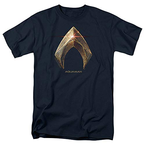 Popfunk Justice League Movie Aquaman Logo T Shirt & Stickers (Large) Navy