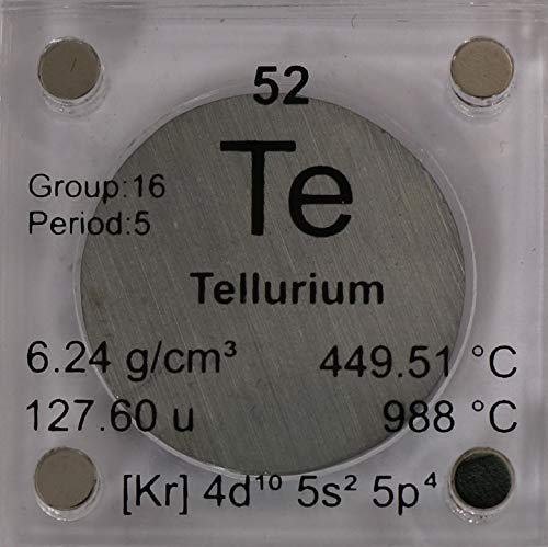 Tellurium (Te) 24.26mm Metal Disc with Acrylic Case for Collection or Experiments