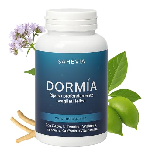 Dormia Sahevia Integratore Naturale per Dormire Bene,con Ashwaghanda, Valeriana, Passiflora, Gaba....
