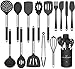 Price comparison product image Umite Chef Kitchen Utensil Set, 15pcs Silicone Cooking Kitchen Utensils Set, Cooking Tools Turner Tongs Spatula Spoon for Nonstick Heat Resistant Cookware - (Black)