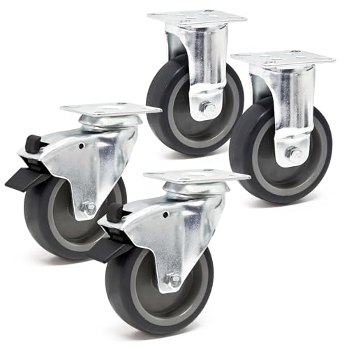 WilTec Set bestehend aus zwei Lenkrollen und zwei Bockrollen mit 75 mm Raddurchmesser