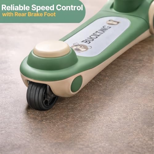 Image of 2-in-1 Modernistic Kick Scooter for 3-10 Years Old Kids | 3-Level Height Adjustable Handlebar | Music & PU LED Flashing Wheels | Foldable and Lightweight (KS-213 Forest Green)
