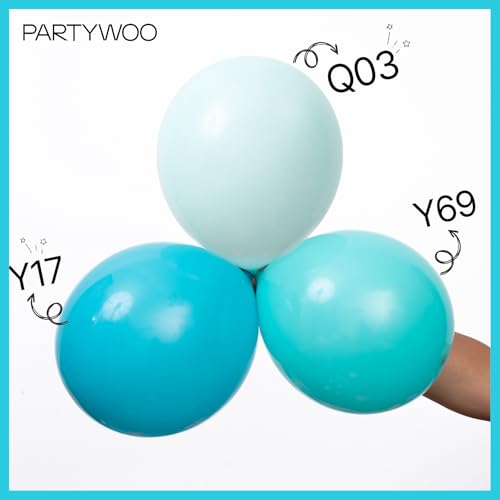 Image of PartyWoo Dark Teal Balloons 50pcs Turquoise Aqua Blue Teal Color 12 Inch | Balloons for Graduation Wedding Bridal Shower Gender Reveal Engagement Birthday Pool Party Decorations Blue-Y17
