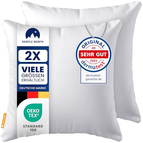 Gentle North Kopfkissen (30x30 cm groß) - 2er Set Kissen für Bett und als Dekokissen - Mit Reißverschluss für Füllung - Sofakissen - Zierkissen für Couch und Sofa - Ökotex - Waschbar bis 60° - Weiß
