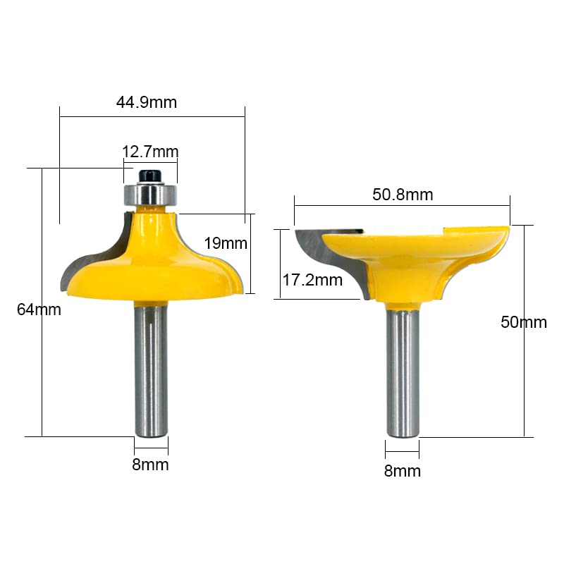2 Pz. 8mm Gambo Porta Ingresso Tenone Lungo Punta for Router Lavorazione del Legno for for Utensile for La