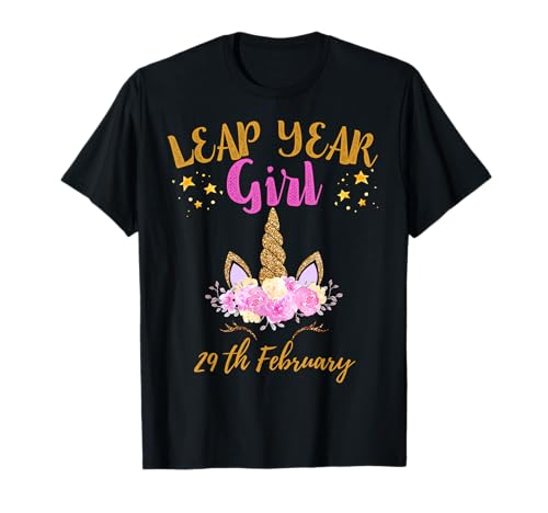 Leap Year Girl Unicorn February 29th Leap Year Birthday T-Shirt