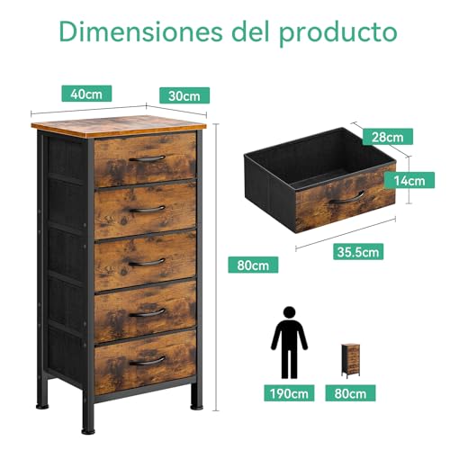 Comoda de tablero de madera y acero resistente diseño vintage Coleshome 5