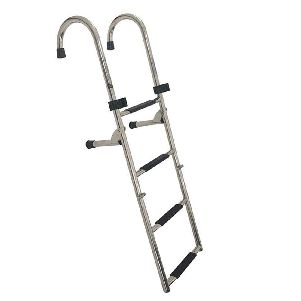 Buy Extension 4 Step Boat Ladder, Folding Heavy Duty Yacht Ladder, Stainless Steel Pontoon Boat