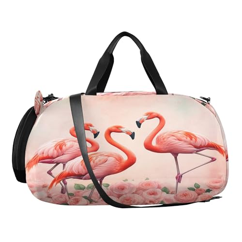 Flamingo Kids Overnight Sports Duffel Bags with Shoe Compartment & Wet Pocket Travel Sport Gym Bag for Girls Boys2