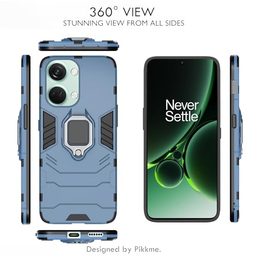 Image of Pikkme OnePlus Nord 3 5G Back Cover | D5 Tough Armor Bumper | 360 Protection Case | Ring Holder Stand Case for OnePlus Nord 3 5G (Blue)