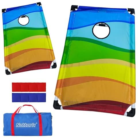 Cornhole Set,Cornhole Board Set with Carrying Case,8 Cornhole Bean Bags,Kids Bean Bag Toss Game, Kids Cornhole Set with Bags for Yard Games(3X 2-feet) Cover