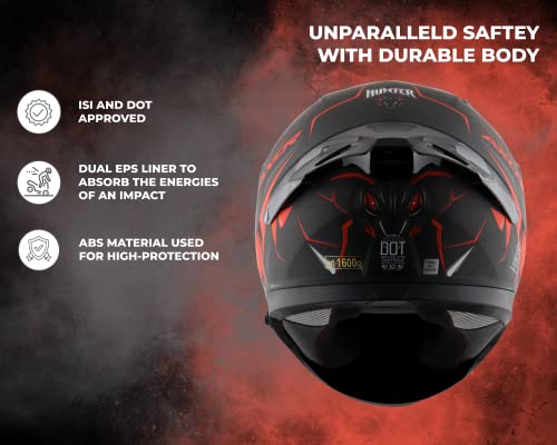 Image of Axor Apex Hunter ISI ECE DOT Certified Full Face Dual Visor Helmet for Men and Women with Pinlock Fitted Outer Clear Visor and Inner Smoke Sun Visor Dull Black Orange Helmet-XL