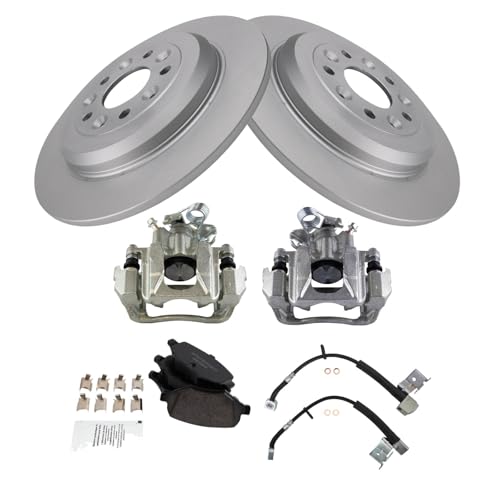 Image of TRQ Rear Brake Pad and Rotor Set Ceramic G Coated Rotors Calipers Compatible with 2011 Ford Explorer