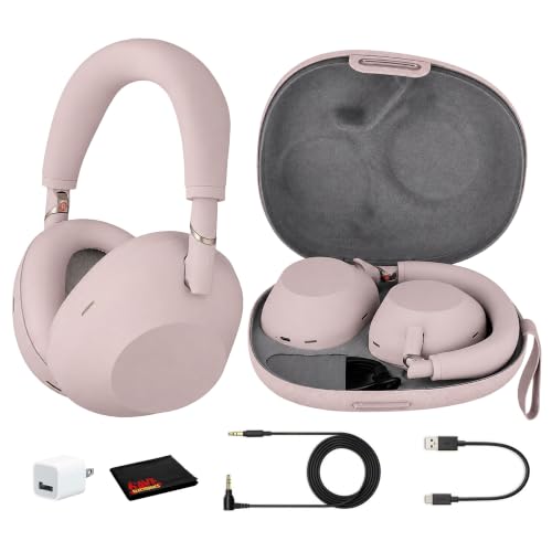 Image of Sony WH-1000XM6 Wireless Noise Canceling Headphones (Pink) Bundle
