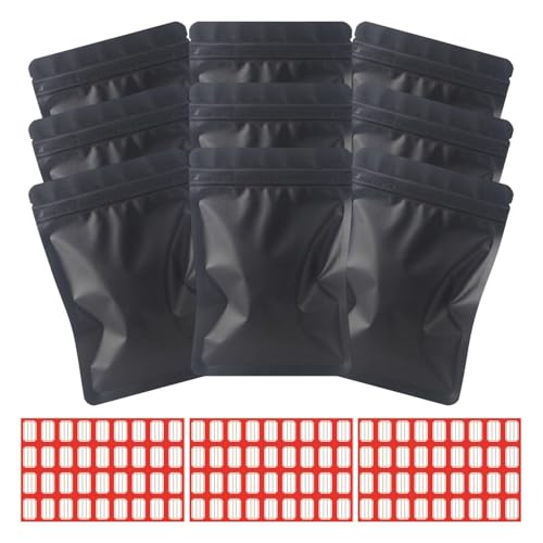 100 Bolsas Selladas Negras Y 3 Etiquetas, Bolsas De Almacenamiento De Alimentos, Bolsas Selladas Impermeables Que Se Pueden Sellar Repetidamente
