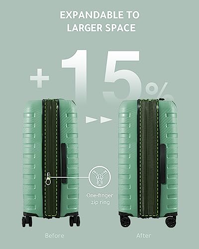 Luggex 24 Inch Luggage With Spinner Wheels - Expandable Medium Checked Luggage - Effortlessly Stylish Travel Companion (Green Luggage) #TOP2